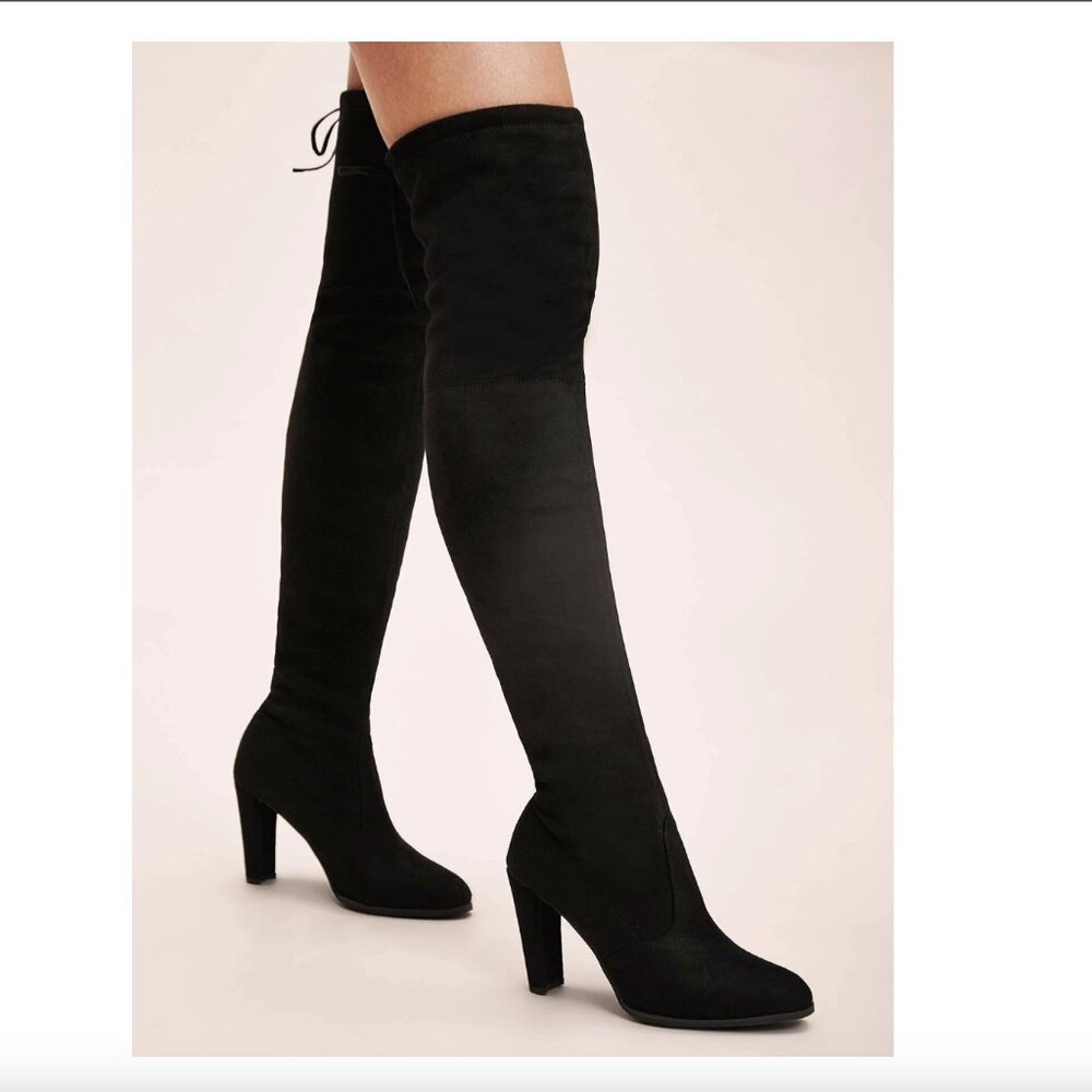 Tie Back Over The Knee Chunky Boots